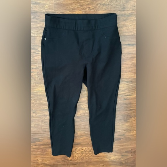 Spanx The Perfect Black Ponte Pants Smoothing Ankle Pull On Stretch Skinny Large - Picture 1 of 11